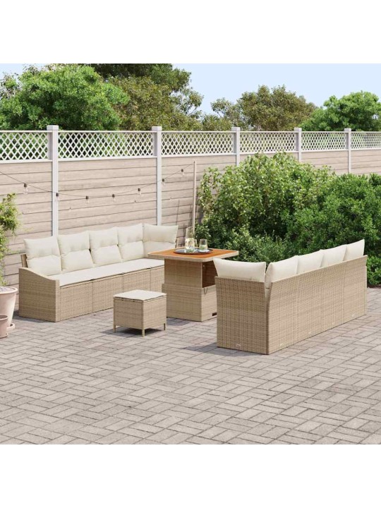 Dārza dīvānu komplekts 11 pcs bēšs un krēms 80 x 80 x 71 cm