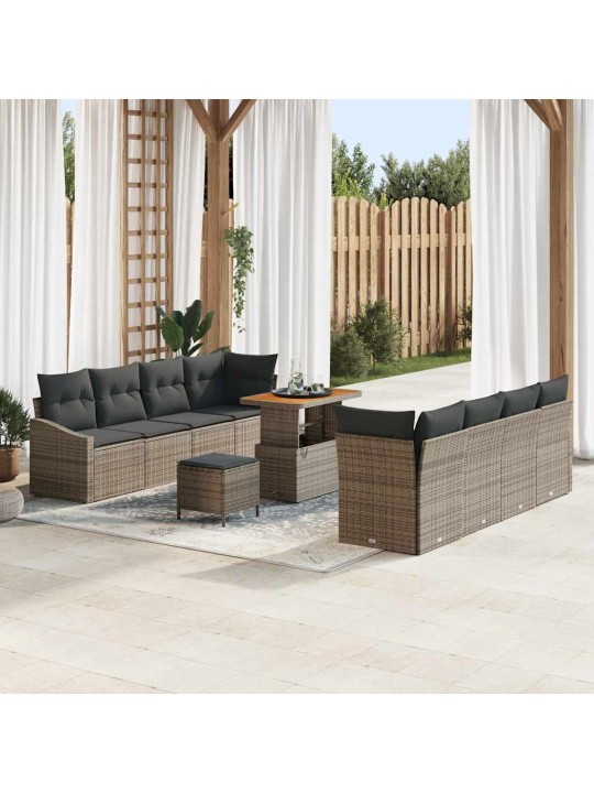 Dārza dīvānu komplekts 11 pcs pelēka 90 x 55 x 71 cm