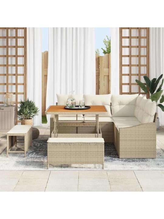 Dārza dīvānu komplekts 8 pcs bēšs un krēms 100 x 100 x 71 cm