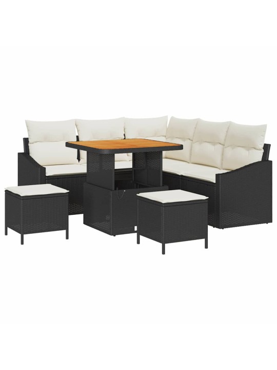 Dārza dīvānu komplekts 8 pcs melns un krēmkrāsa 80 x 80 x 71 cm