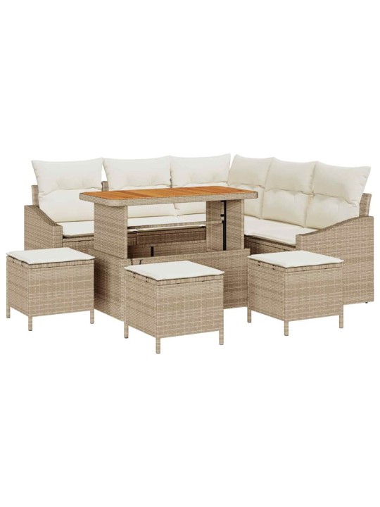 Dārza dīvānu komplekts 9 pcs bēšs un krēms 110 x 55 x 71 cm