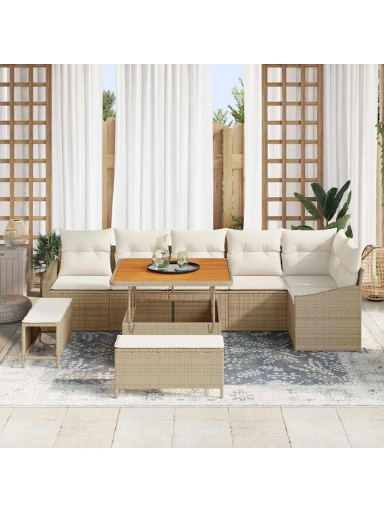 Dārza dīvānu komplekts 9 pcs bēšs un krēms 100 x 100 x 71 cm