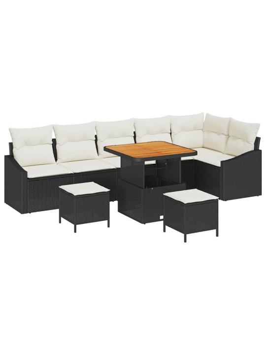 Dārza dīvānu komplekts 9 pcs melns un krēmkrāsa 80 x 80 x 71 cm