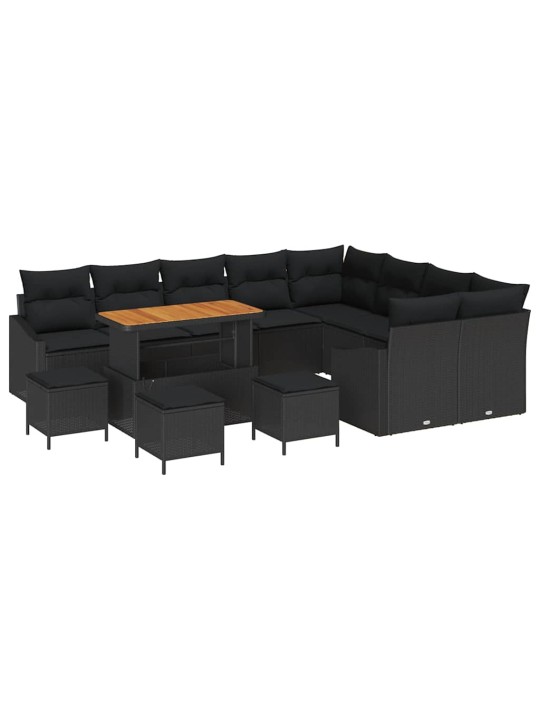 Dārza dīvānu komplekts 13 pcs melna 110 x 55 x 71 cm