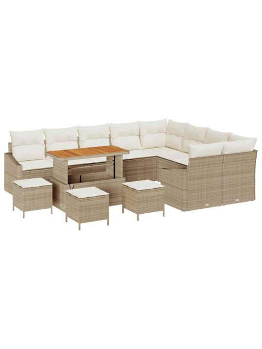 Dārza dīvānu komplekts 13 pcs bēšs un krēms 110 x 55 x 71 cm