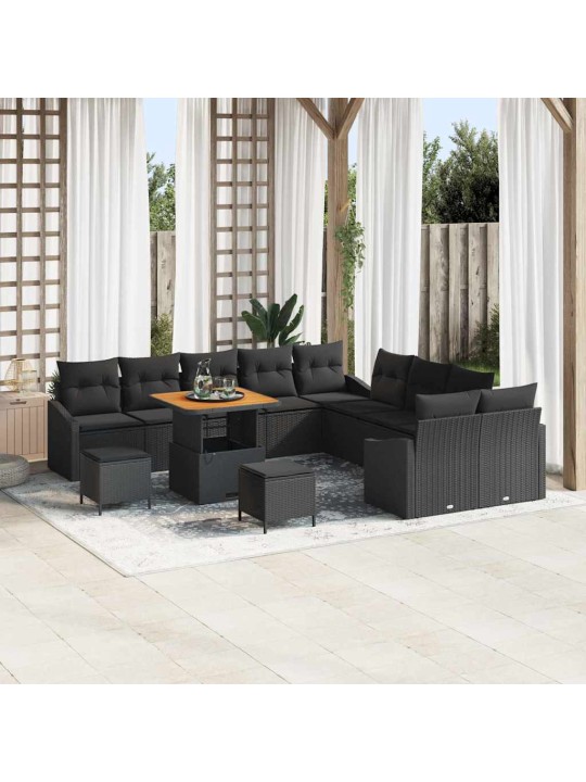 Dārza dīvānu komplekts 13 pcs melna 100 x 100 x 71 cm