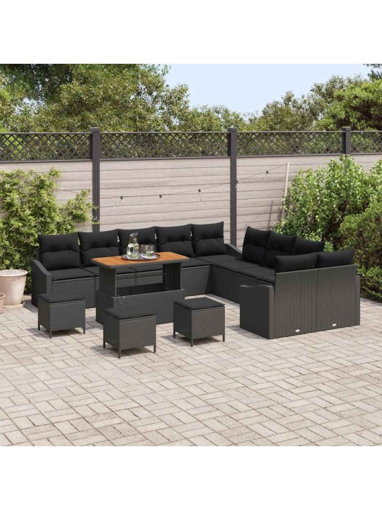 Dārza dīvānu komplekts 13 pcs melna 100 x 100 x 71 cm
