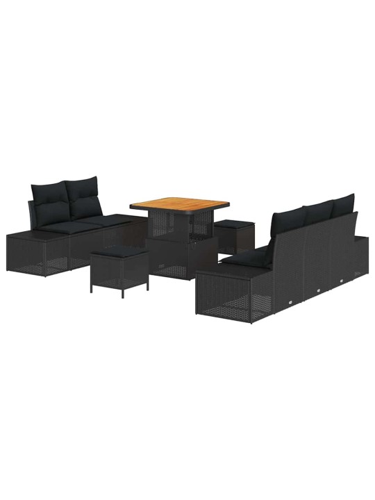 Dārza dīvānu komplekts ar spilvenu 8 pcs melna 80 x 80 x 71 cm