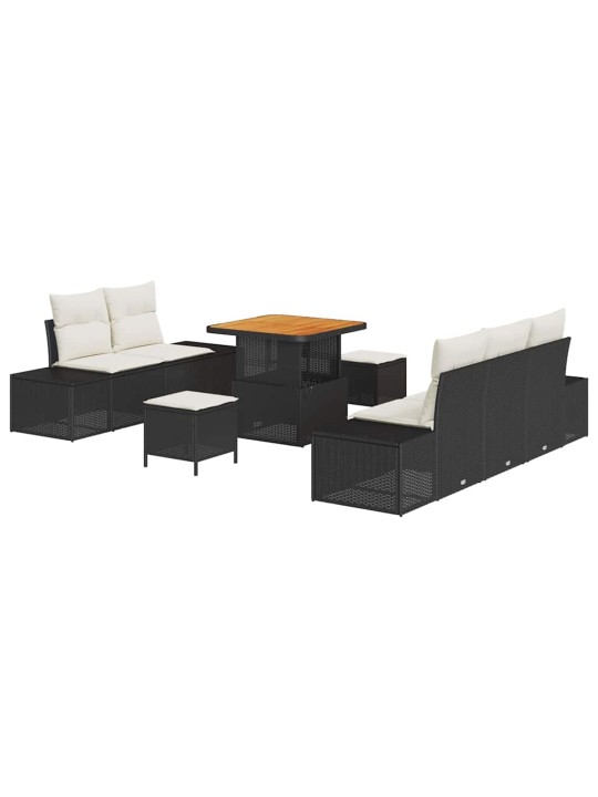 Dārza dīvānu komplekts 8 pcs melns un krēmkrāsa 80 x 80 x 71 cm