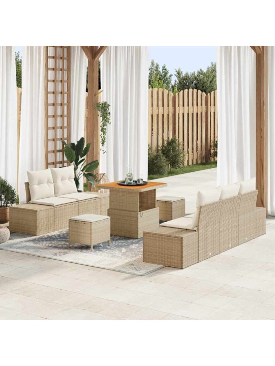 Dārza dīvānu komplekts 8 pcs bēšs un krēms 80 x 80 x 71 cm