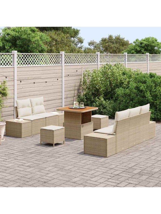 Dārza dīvānu komplekts 8 pcs bēšs un krēms 80 x 80 x 71 cm