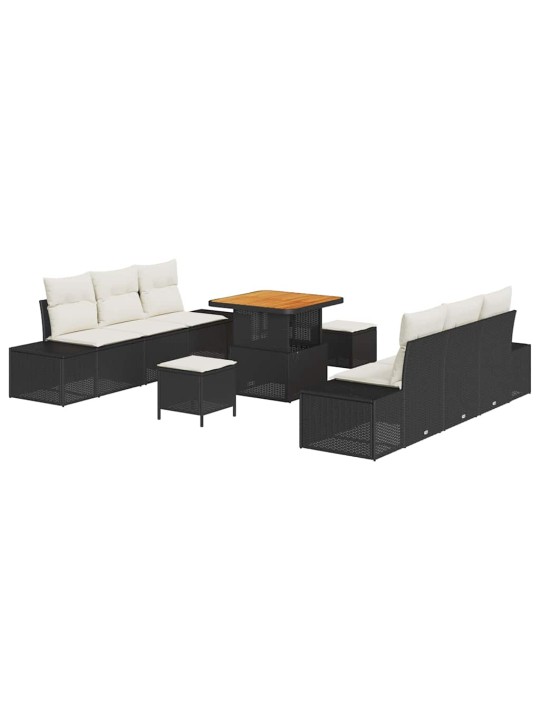 Dārza dīvānu komplekts 9 pcs melns un krēmkrāsa 80 x 80 x 71 cm