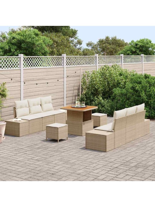 Dārza dīvānu komplekts 9 pcs bēšs un krēms 80 x 80 x 71 cm