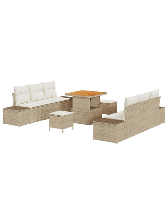 Dārza dīvānu komplekts 9 pcs bēšs un krēms 80 x 80 x 71 cm