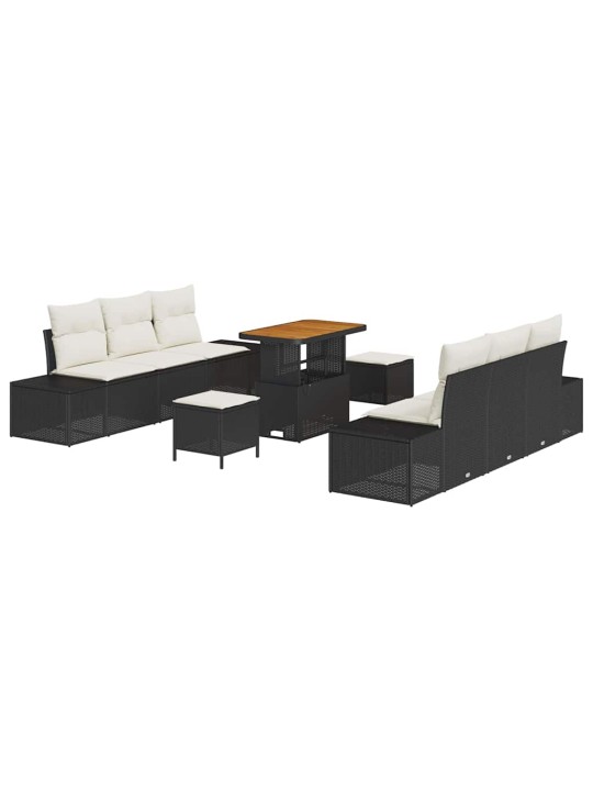 Dārza dīvānu komplekts 9 pcs melns un krēmkrāsa 90 x 55 x 71 cm