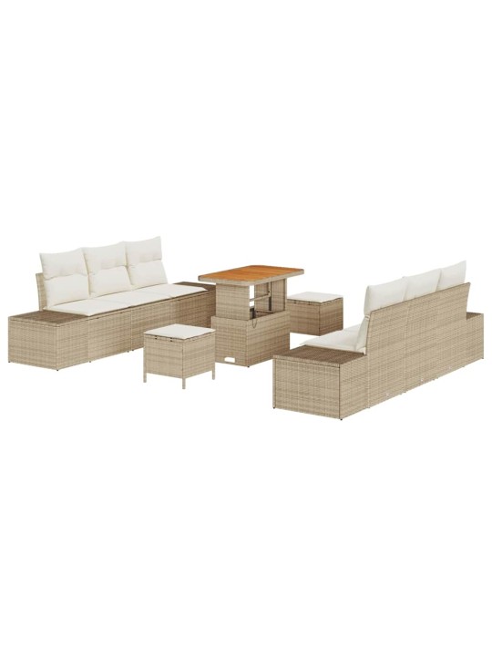 Dārza dīvānu komplekts 9 pcs bēšs un krēms 90 x 55 x 71 cm