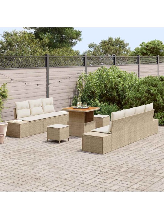 Dārza dīvānu komplekts 10 pcs bēšs un krēms 80 x 80 x 71 cm