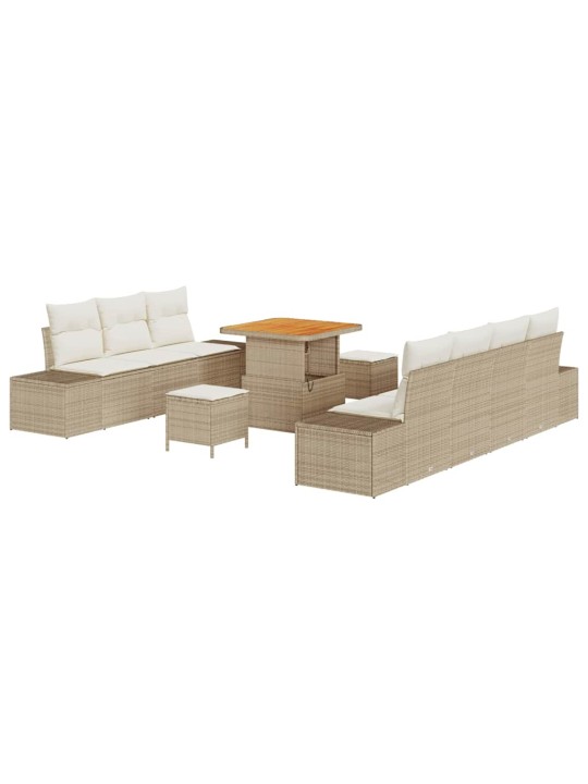 Dārza dīvānu komplekts 10 pcs bēšs un krēms 80 x 80 x 71 cm