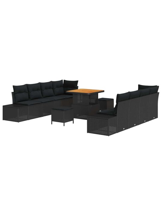 Dārza dīvānu komplekts ar spilvenu 11 pcs melna 80 x 80 x 71 cm