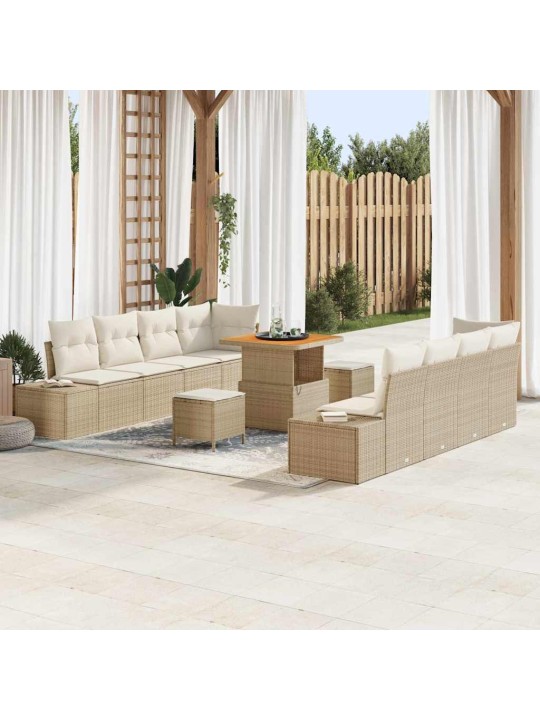 Dārza dīvānu komplekts 11 pcs bēšs un krēms 80 x 80 x 71 cm