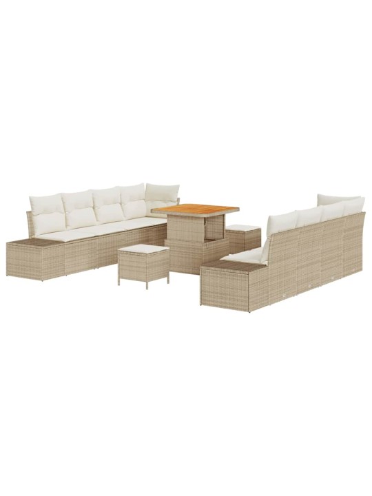 Dārza dīvānu komplekts 11 pcs bēšs un krēms 80 x 80 x 71 cm