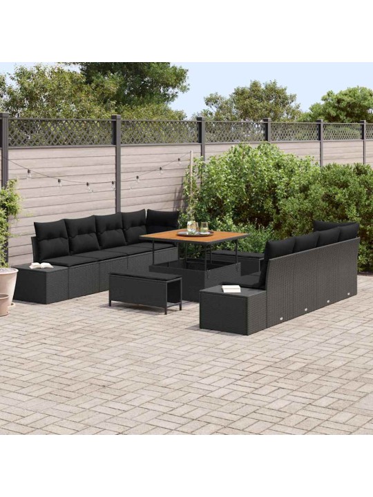 Dārza dīvānu komplekts 11 pcs melna 100 x 100 x 71 cm