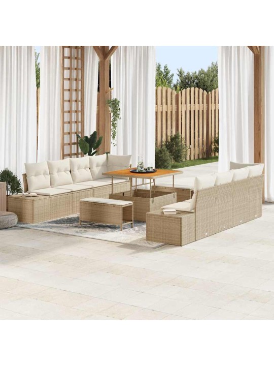 Dārza dīvānu komplekts 11 pcs bēšs un krēms 100 x 100 x 71 cm