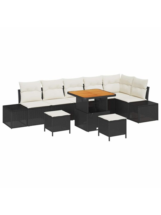 Dārza dīvānu komplekts 9 pcs melns un krēmkrāsa 80 x 80 x 71 cm