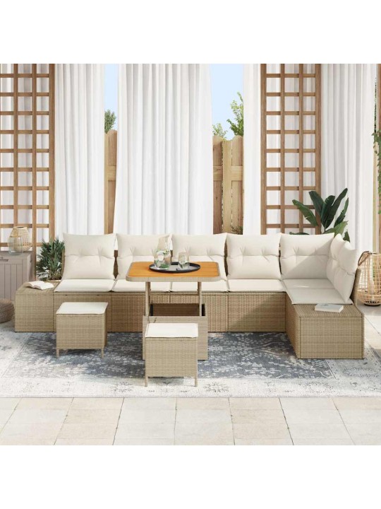 Dārza dīvānu komplekts 9 pcs bēšs un krēms 80 x 80 x 71 cm