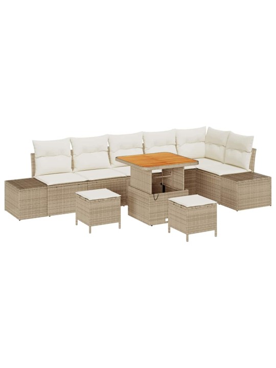 Dārza dīvānu komplekts 9 pcs bēšs un krēms 80 x 80 x 71 cm