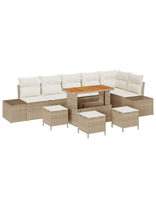 Dārza dīvānu komplekts 9 pcs bēšs un krēms 110 x 55 x 71 cm