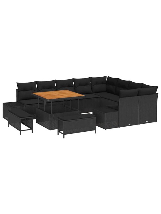 Dārza dīvānu komplekts 12 pcs melna 100 x 100 x 71 cm