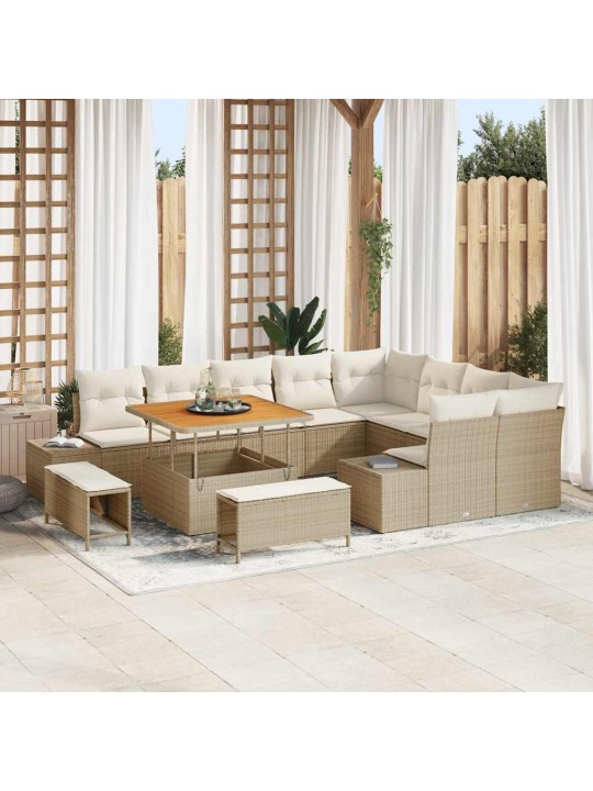 Dārza dīvānu komplekts 12 pcs bēšs un krēms 100 x 100 x 71 cm