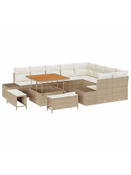 Dārza dīvānu komplekts 12 pcs bēšs un krēms 100 x 100 x 71 cm