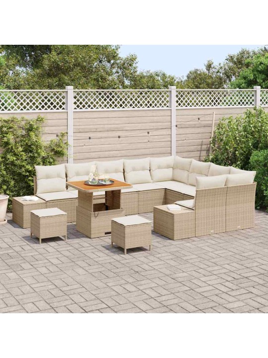 Dārza dīvānu komplekts 12 pcs bēšs un krēms 80 x 80 x 71 cm