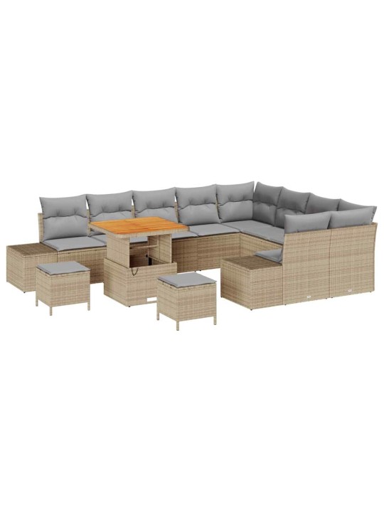 Dārza dīvānu komplekts ar spilvenu 12 pcs bēša un gaiši pelēka