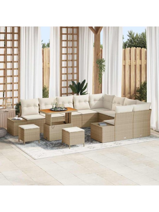 Dārza dīvānu komplekts 12 pcs bēšs un krēms 90 x 55 x 71 cm