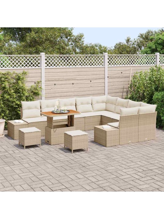 Dārza dīvānu komplekts 12 pcs bēšs un krēms 90 x 55 x 71 cm