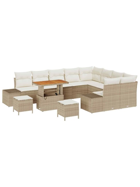 Dārza dīvānu komplekts 12 pcs bēšs un krēms 90 x 55 x 71 cm