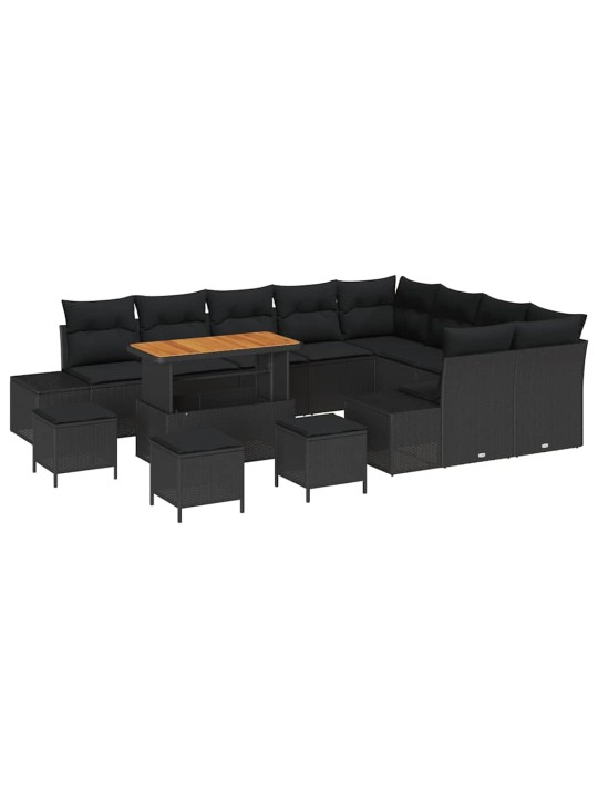 Dārza dīvānu komplekts 12 pcs melna 110 x 55 x 71 cm