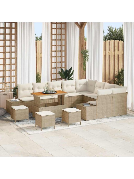 Dārza dīvānu komplekts 12 pcs bēšs un krēms 110 x 55 x 71 cm