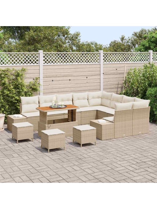 Dārza dīvānu komplekts 12 pcs bēšs un krēms 110 x 55 x 71 cm