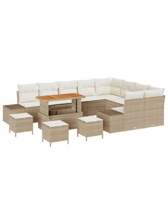 Dārza dīvānu komplekts 12 pcs bēšs un krēms 110 x 55 x 71 cm