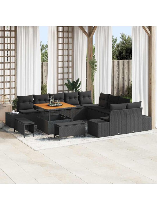 Dārza dīvānu komplekts 13 pcs melna 100 x 100 x 71 cm