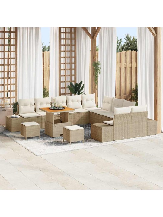Dārza dīvānu komplekts 13 pcs bēšs un krēms 80 x 80 x 71 cm