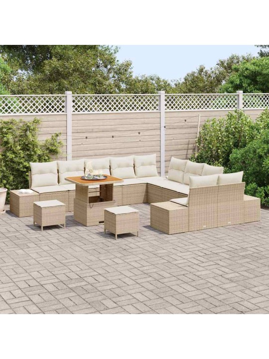 Dārza dīvānu komplekts 13 pcs bēšs un krēms 80 x 80 x 71 cm
