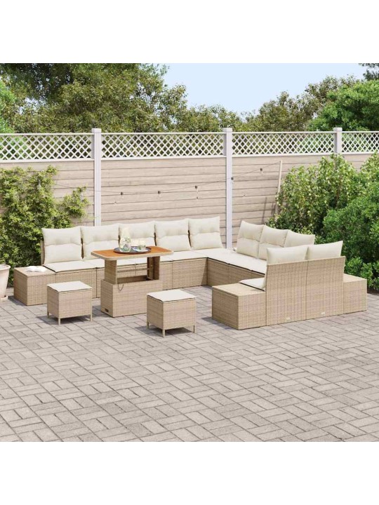 Dārza dīvānu komplekts 13 pcs bēšs un krēms 90 x 55 x 71 cm