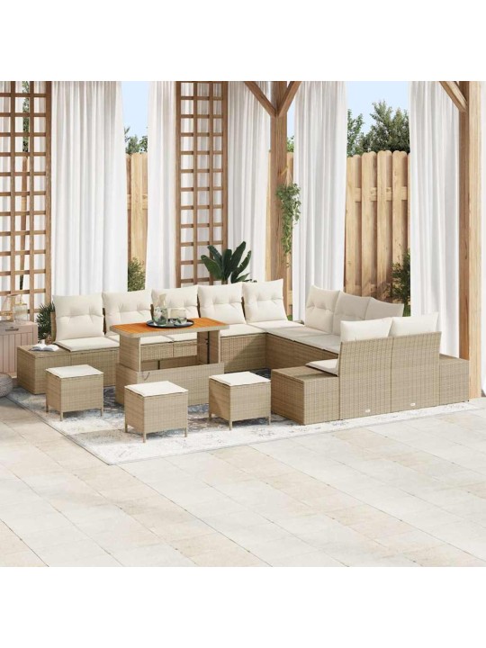 Dārza dīvānu komplekts 13 pcs bēšs un krēms 110 x 55 x 71 cm