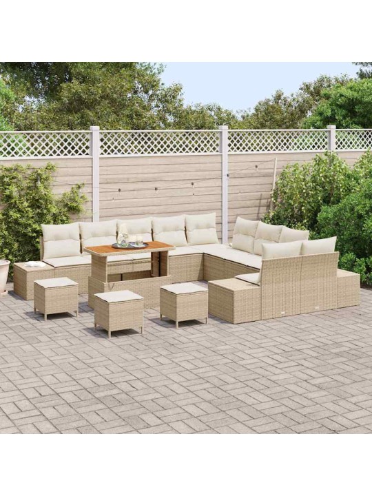 Dārza dīvānu komplekts 13 pcs bēšs un krēms 110 x 55 x 71 cm
