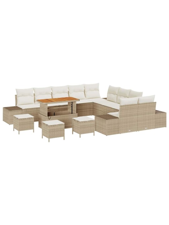 Dārza dīvānu komplekts 13 pcs bēšs un krēms 110 x 55 x 71 cm